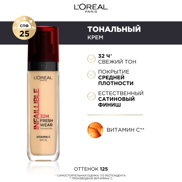 L'Oreal Paris Стойкий тональный крем INFAILLIBLE СВЕЖИЙ ТОН, оттенок ...
