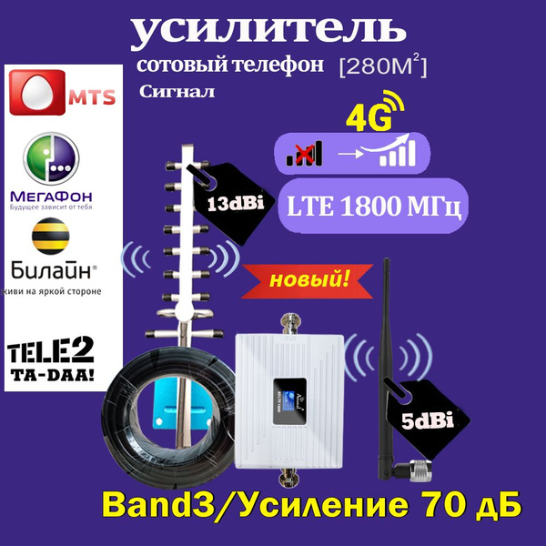 Усилитель сигнала сотовой связи и интернета для дома и дачи 2G/3G/4G ...