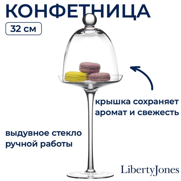 Конфетница с крышкой стеклянная (32 см) Liberty Jones Sugary ваза на ...