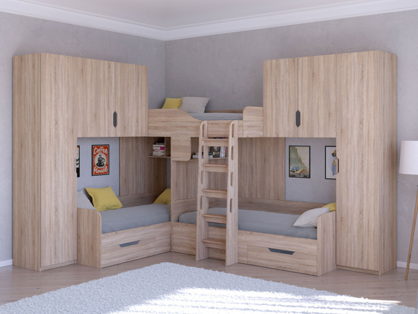 Двухъярусная кровать ОМЕГА МОД Т/3 T-3-22-22x239x200 см - купить по ...