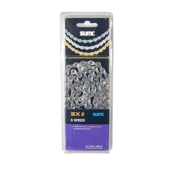 Цепь SUMC - SX9 1/2"x11/128", 9 ск.,116 звеньев, серебристая, с замком ...