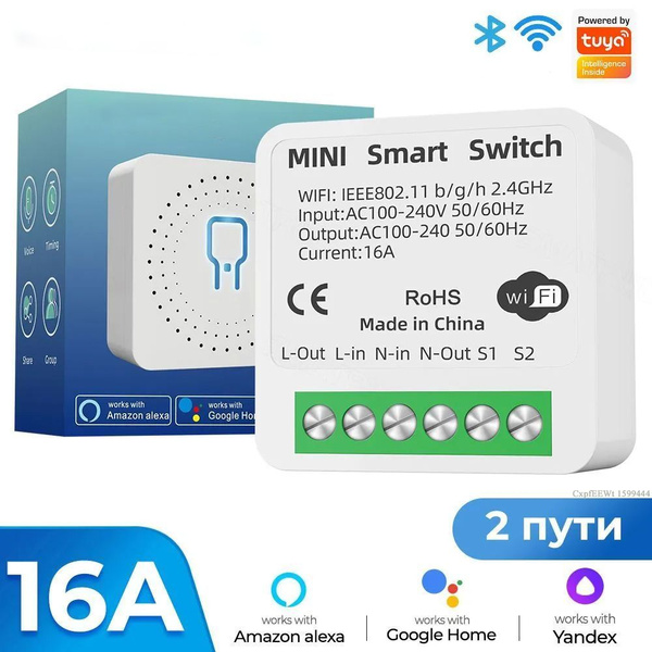 Мини переключатель WiFi реле Tuya WIFi mini Smart Switch 16A 2-way ...