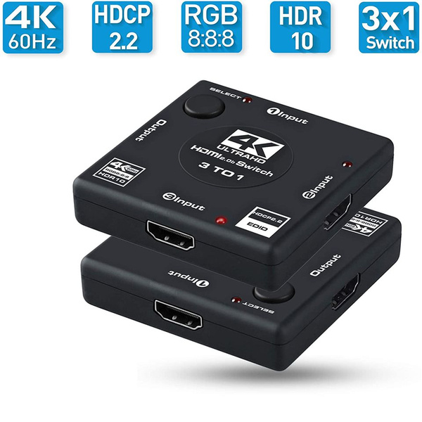 Переключатель HDMI 2.0 ELS 3 x 1 4K@60Hz 3 устройства к 1 монитору для ...