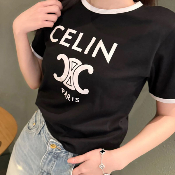 Футболка CELINE, размер 42, цвет черный, хлопок - купить по выгодной ...