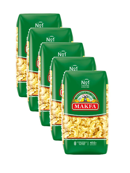Макаронные изделия Makfa Петушиные Гребешки, 450 г х 5 шт - купить с ...