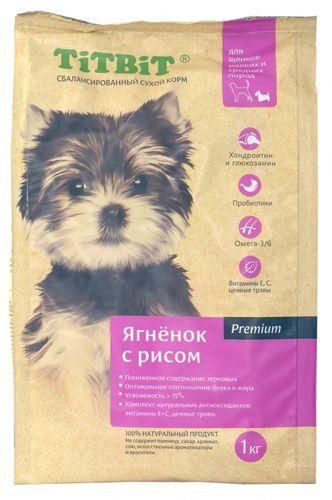 Титбит 008300 корм сух. д/щенков мелких и средних пород ягненок с рисом ...