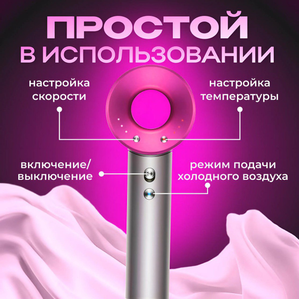 Характеристики Фен для волос профессиональный с 5 насадками, фен с ...