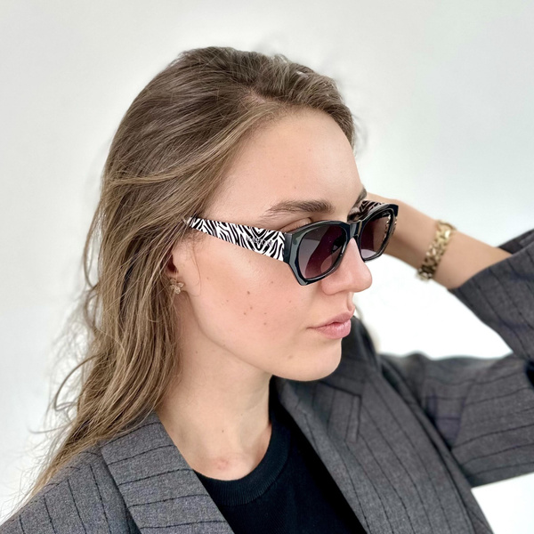 Очки солнцезащитные женские в футляре (мягкий чехол и салфетка в ...