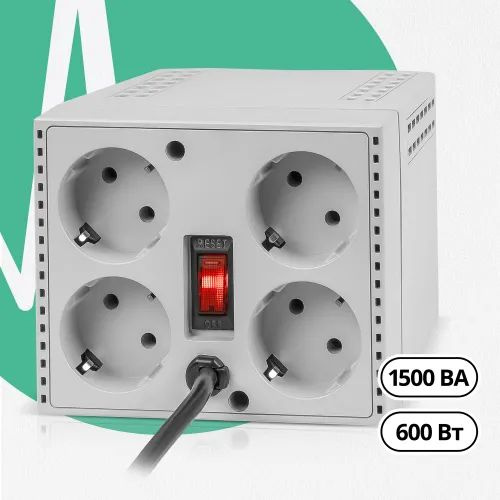 Стабилизатор напряжения AVR PX 1500 ВА 600 Вт, 4 розетки черный, 600Вт ...