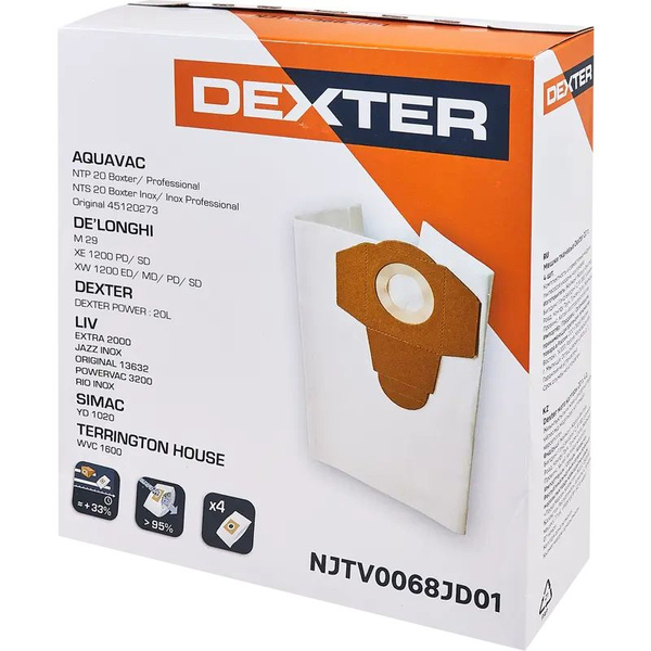 Мешки тканевые для пылесоса Dexter 20 л, 4 шт. - купить с доставкой по ...