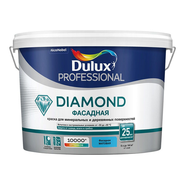 Краска фасадная Dulux Professional Diamond акриловая база BW белая 9 л ...