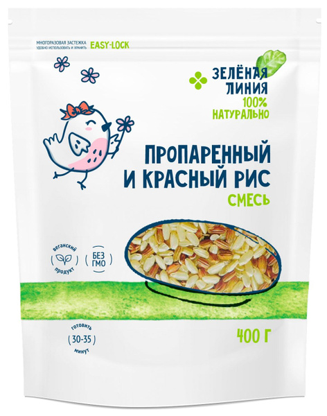 Смесь Зеленая Линия Пропаренный и красный рис 400г - купить с доставкой ...