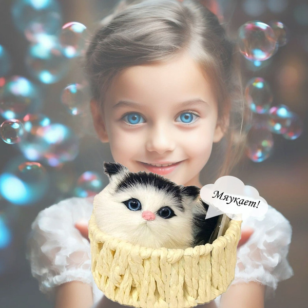 Реалистичная мягкая игрушка кошка кот котенок подарок на день рождения ...