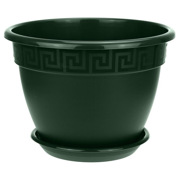 Горшок для цветов пластмассовый "Антик" 10л, д32см, с поддоном, малахит ...