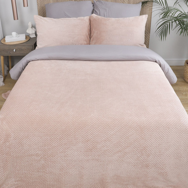 Плед покрывало Tessolo Home 240х260. Плюшевый плед в палитре пыльной ...