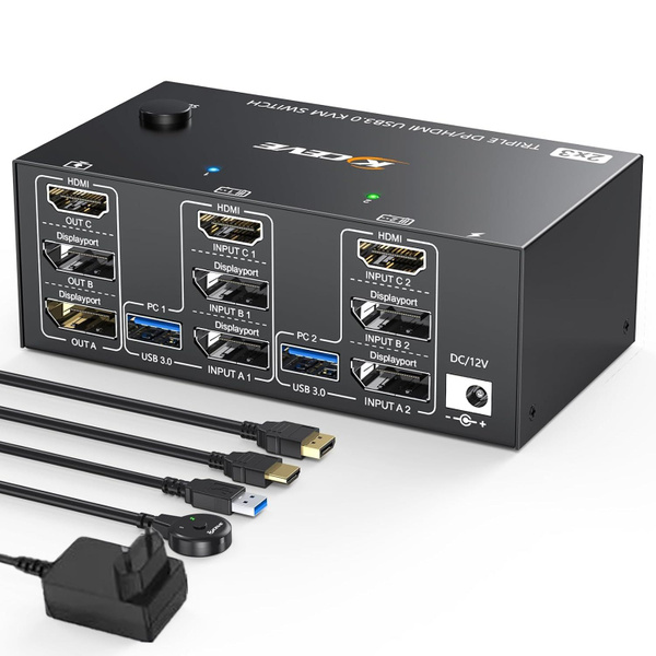 KVM-переключатель Двухмониторный KVM-переключатель USB 3.0 HDMI KVM ...