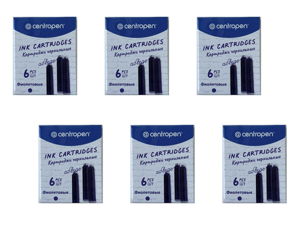 Картриджи Centropen фиолетовые для перьевой ручки, 6 упак. по 6 шт ...