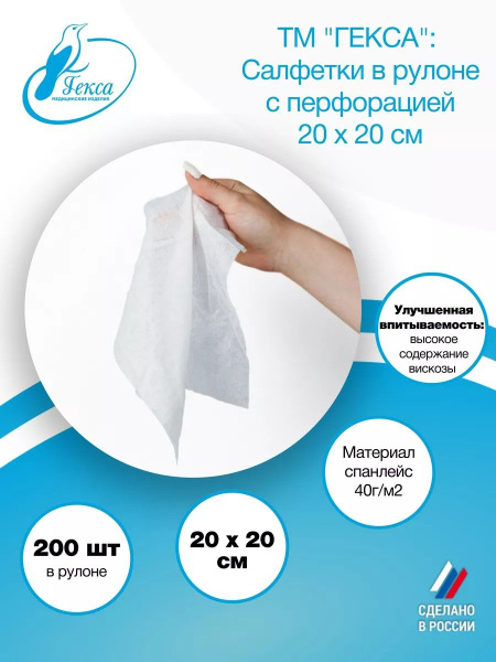Салфетки спанлейс в рулоне 200 шт 20х20см - купить с доставкой по ...