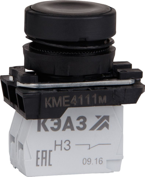 Кнопка управления КЭАЗ КМЕ4111м-черный-1но+1нз-цилиндр-IP40, под ...