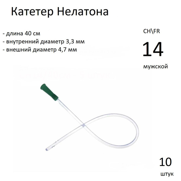 Катетер мужской урологический Нелатона CH14 длина 40 см - купить с ...