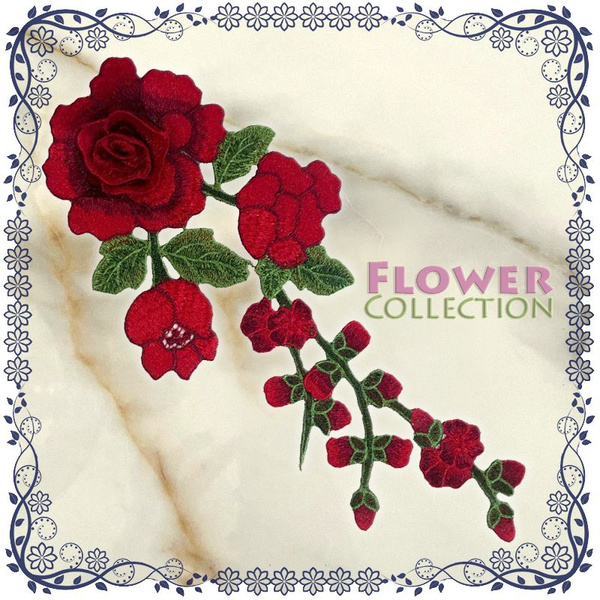 Кружевная нашивка на одежду вышивка цветы пришивная 14х28см (№14 ...