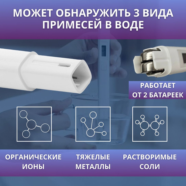 Умный тестер качества воды Xiaomi Mi TDS Pen (XMTDS01YM) White купить ...