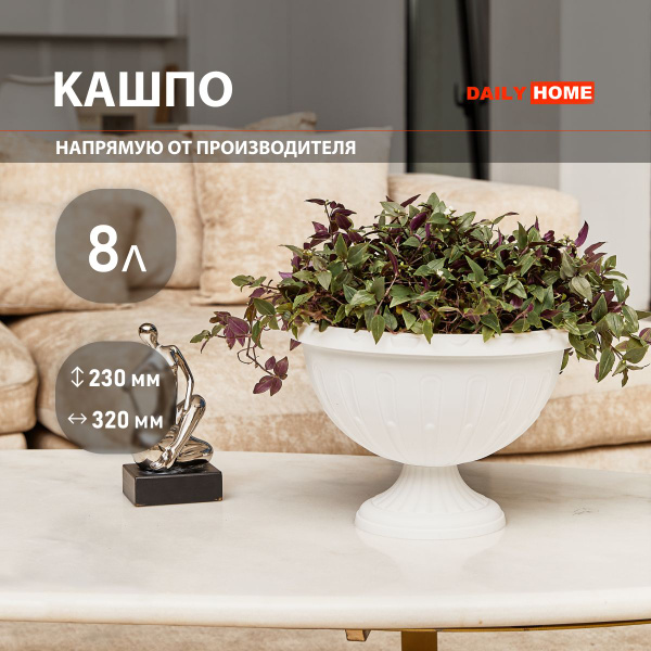 Кашпо для цветов Джулия на ножке 8 л, белый - купить с доставкой по ...