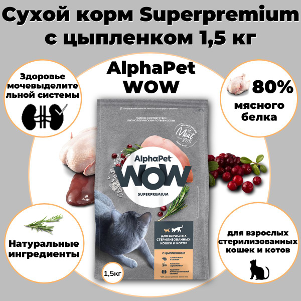 Сухой корм для стерилизованных кастрированных кошек и котов Альфа Пет ...
