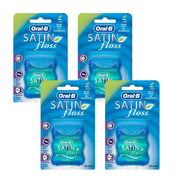 Зубная нить Oral-B Satin Floss вощеная 25 м, мята - 4 шт. - купить с ...