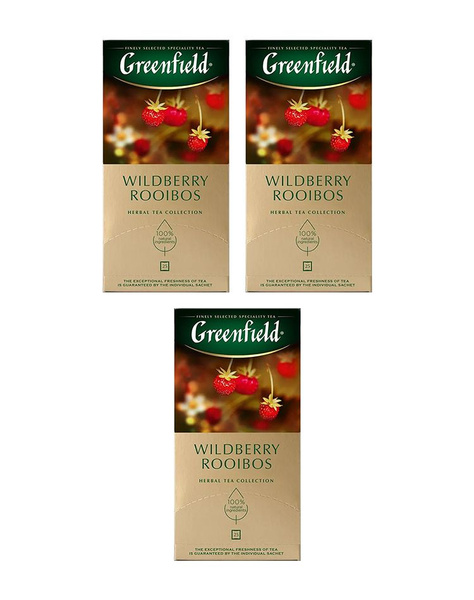 Чай травяной Greenfield Wildberry Rooibos, 1.5 гр x 25 пак, 3 уп ...