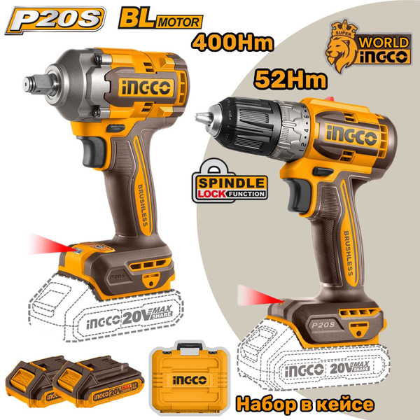 Набор аккумуляторного инструмента INGCO , гайковерт и шуруповерт ...