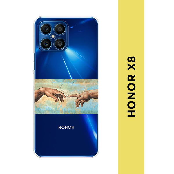 Силиконовый чехол на Honor X8 / Хонор Х8 "Бог и Адам", прозрачный ...