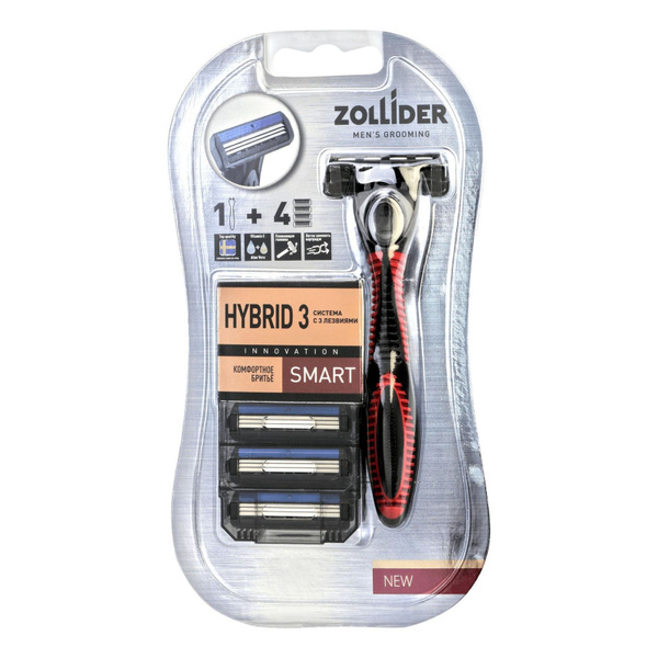 Бритвенный станок ZOLLIDER "Hybrid 3", Smart, 3 лезвия, 4 сменных ...