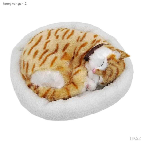 Реалистичная игрушка спящего кота, дышащая кукла-животное в виде кошки ...