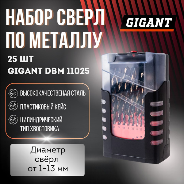 Набор сверл по металлу (25 шт; 1-13 мм) Gigant DBM 11025 - купить с ...