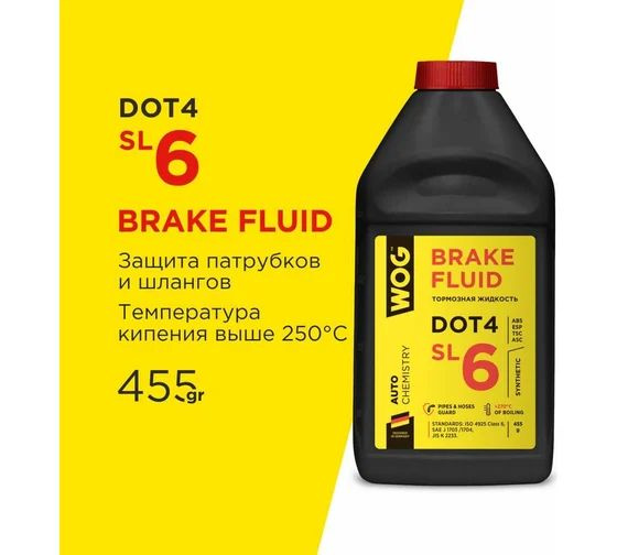 Жидкость тормозная WOG Тормозная жидкость DOT4 SL6 DOT 4 - купить по ...