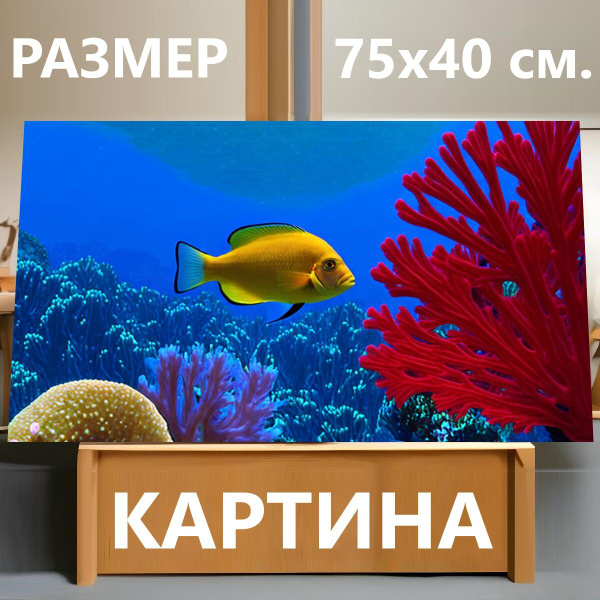 Картина на холсте "Панель подводного мира, с красочными рыбами ...