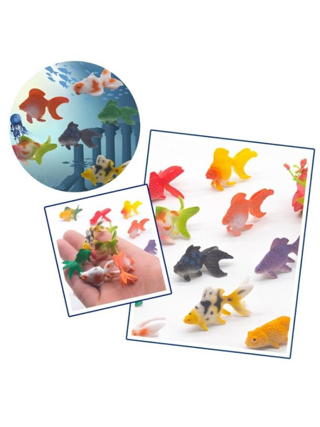 12 шт. милые пластиковые золотые рыбки, орнамент, миниатюрные фигурки ...