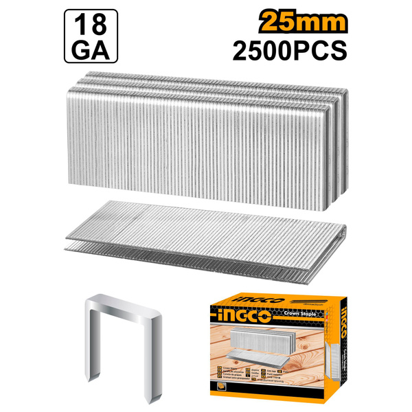 Скобы для нейлера INGCO GA18 5.7х25 мм купить на OZON по низкой цене ...