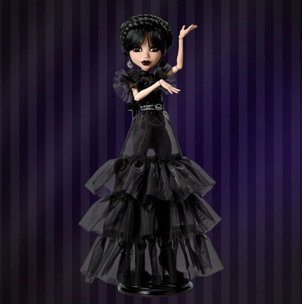 Кукла Monster High Уэнсдей, коллекционная Rave'N Wednesday в черном готическом платье ...
