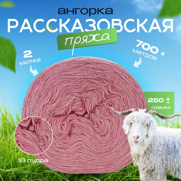 Пряжа Ангорка Рассказовская - 18 (пудра ), 95% шерсть ангорской козы 5% ...