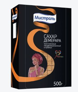 Сахар МИСТРАЛЬ тростниковый нерафинированный Демерара в кубиках , 500 г ...