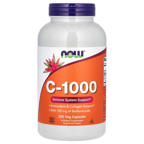 Витамин С, 100 мг биофлавоноидов, Now Foods C-1000, 1000 мг, 250 капсул ...