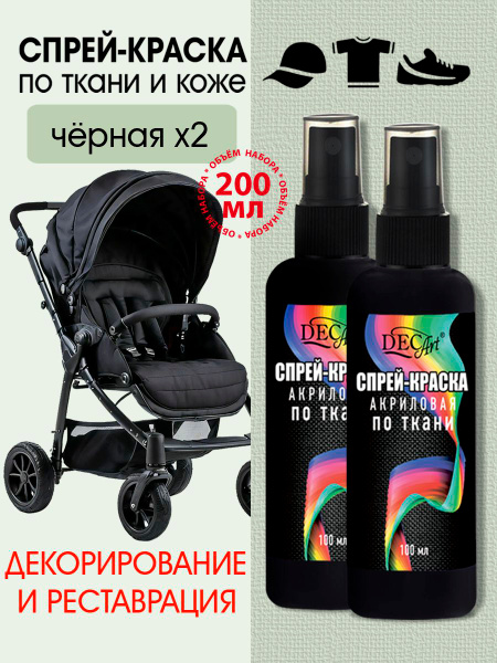 Спрей краска акриловая для ткани, одежды и обуви, черная 2 шт. купить ...