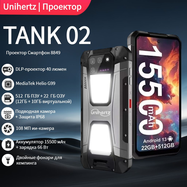Смартфон Unihertz TANK 2 512 ГБ 12 ГБ Черный IPS 2 SIM купить c ...