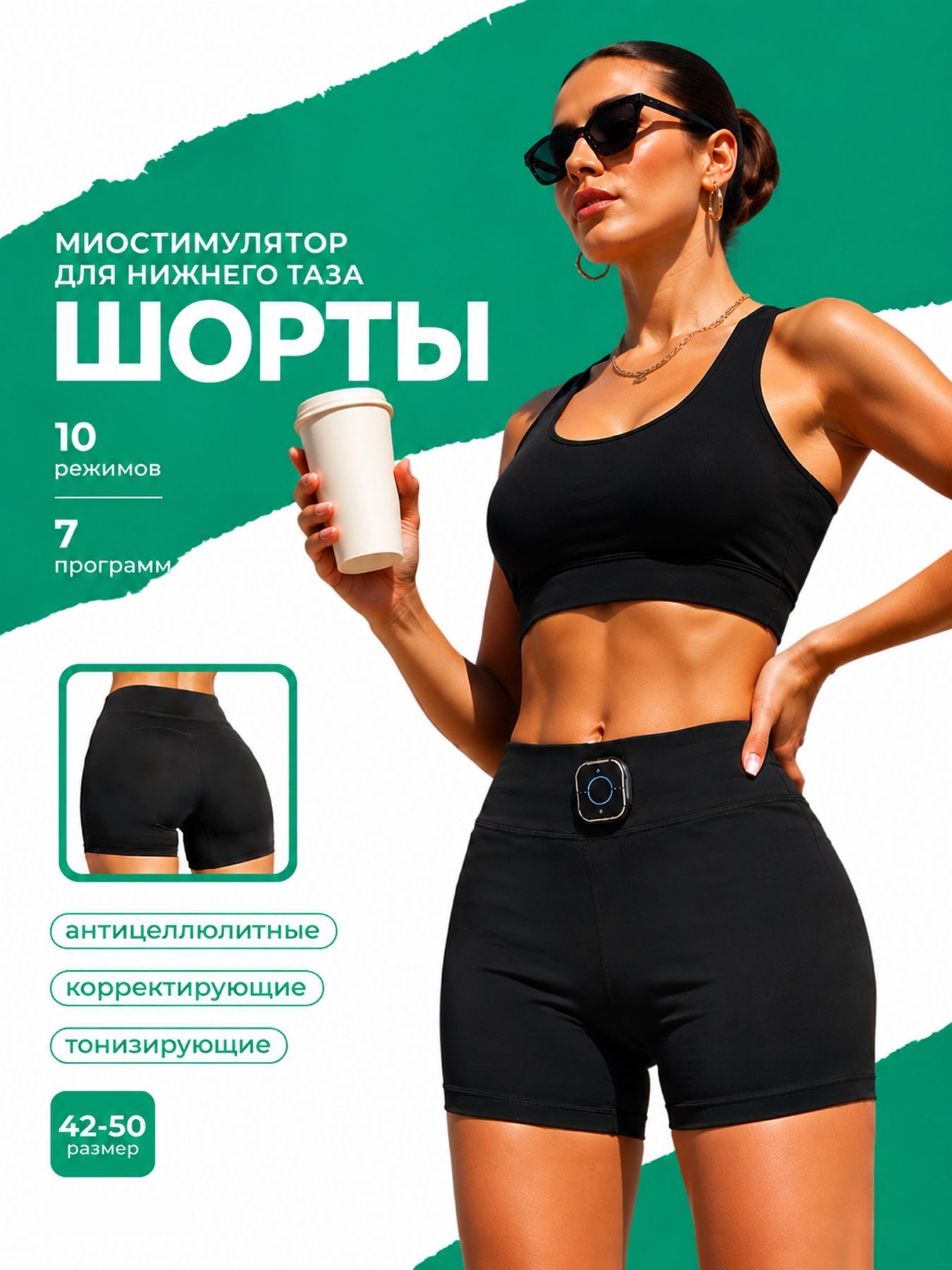 Миостимулятор EMS для нижнего таза женский, лосины-шорты тонизирующие, массажер для тазового дна