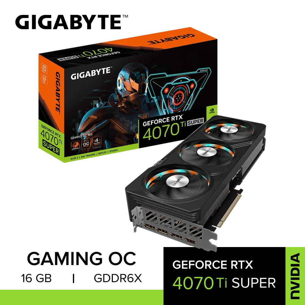 GigabyteВидеокартаGeForceRTX4070TiSUPERGAMINGOC16ГБ(GV-N407TSGAMINGOC-16GD)