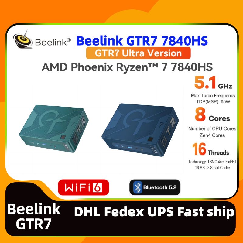 BeelinkМини-ПКBeelinkGTR77840HS32G+1TB(AMDRyzen77840HS,RAM32ГБ,SSD1024ГБ,AMDRadeonR7,Windows11Home),BeelinkGTR77840HS32G+1TB,темно-зеленый