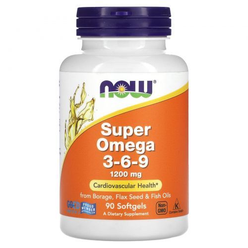 Now Foods, Super Omega 3- 6- 9 Омега, 1200 мг, 90 мягких капсул