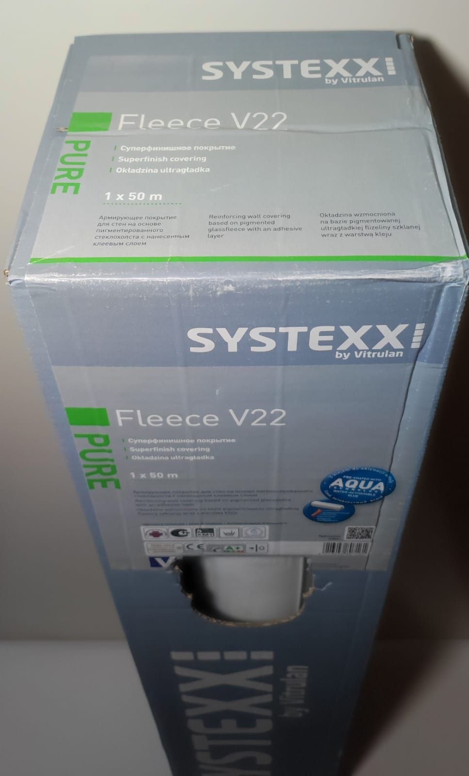 SYSTEXX Fleece V22, армирующее покрытие, 50 м/р (Стеклохолст Vitrulan vpp 200 aqua с клеевым слоем)